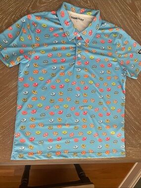Shankit Golf Light Blue Donut Print Polo